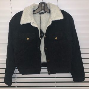 Fuzzy Black Corduroy Jacket